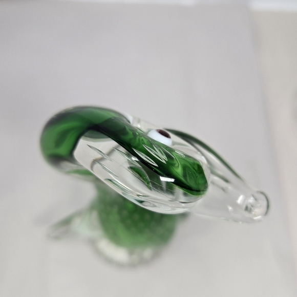 Murano Glass Duck Clear With Green & White Controlled Bubbled Get Quacked Ducky - Picture 12 of 14